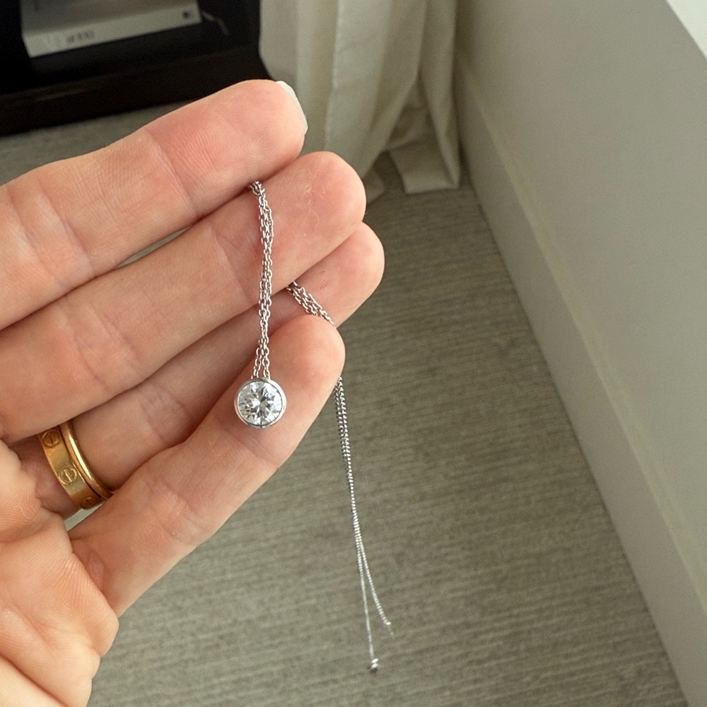 Certified lab grown diamond 1 ct white gold necklace